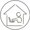 家の中でパソコンを操作する人のイラスト
